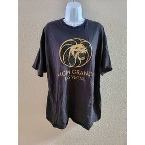MGM Grand Las Vegas Men's Black Vintage Short Sleeve Gold Lion T-shirt Size 2XL